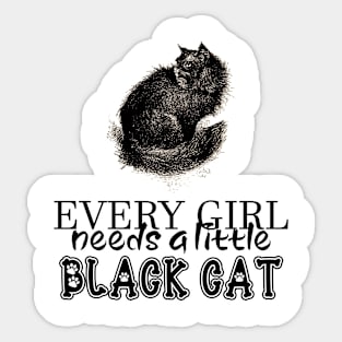 Black Cat llustration with Quote Sticker